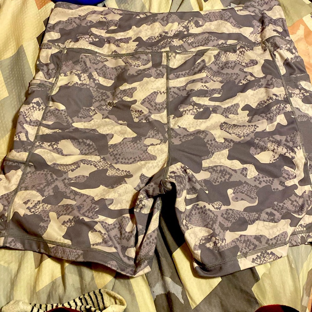 Grey and White Reebok Shorts For Women